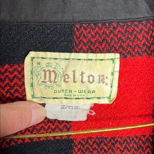 Vintage Melton Red and Black Plaid Outerwear Size Large Tall Made In U.S.A
